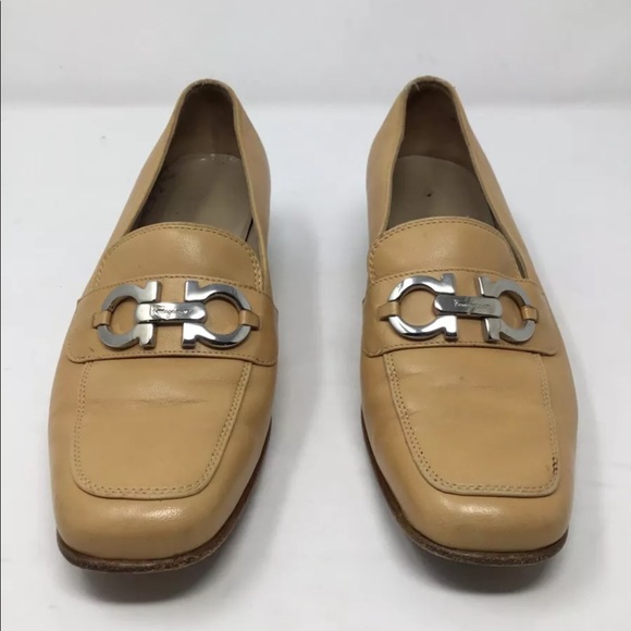 Womens Salvatore Ferragamo Loafers Shoes Leather Tan Size 6 - Picture 3 of 9